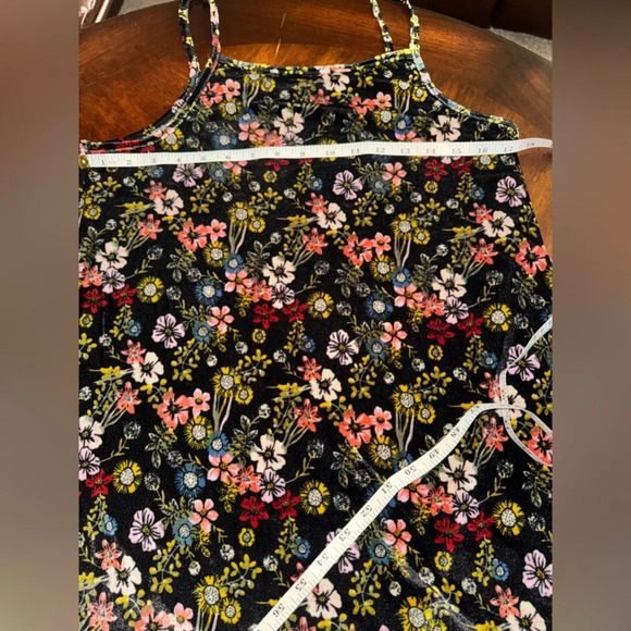 Sears Roebuck Girls Black w/ Flowers Floral Velvet Sundress Dress Large 14-16 - Picture 6 of 10